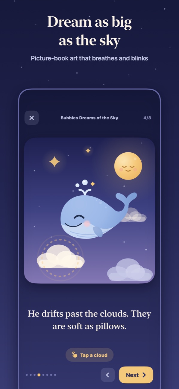 Bubbles the whale dreams of the sky